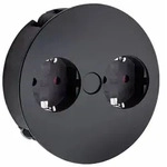 Bachmann Twist Doppelsteckdose mit Schukosteckdosen, schwarz matt 7053075