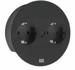 Bachmann Twist 2 Doppelsteckdose rund mit Schukosteckdosen, schwarz matt 7053194