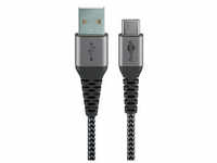 goobay USB 2.0 A/USB C Kabel 1,0 m schwarz, grau 49296