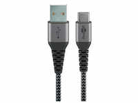 goobay USB 2.0 A/USB C Kabel 2,0 m schwarz, grau 49297