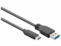 goobay USB C/USB 3.0 A Kabel 0,15 m schwarz