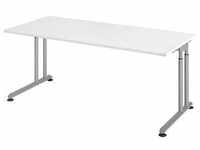HAMMERBACHER Popular höhenverstellbarer Schreibtisch weiß rechteckig,