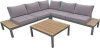 Garden Pleasure Loungegruppe VALENTINA grau, anthrazit Holz, Metall, 15-teilig braun
