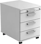 HAMMERBACHER Akandia Rollcontainer wei&szlig; 4 Ausz&uuml;ge 42,8 x 58,0 x 59,0 cm