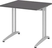 HAMMERBACHER Altus Schreibtisch eiche quadratisch, C-Fu&szlig;-Gestell silber 80,0 x 80,0