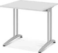 HAMMERBACHER BS08 Schreibtisch lichtgrau quadratisch, C-Fu&szlig;-Gestell silber 80,0 x