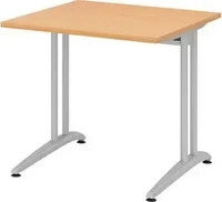 HAMMERBACHER Altus Schreibtisch buche quadratisch, C-Fu&szlig;-Gestell silber 80,0 x 80,0