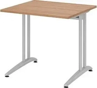 HAMMERBACHER Altus Schreibtisch nussbaum quadratisch, C-Fu&szlig;-Gestell silber 80,0 x