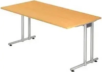 HAMMERBACHER Prokura Schreibtisch buche rechteckig, C-Fu&szlig;-Gestell silber 160,0 x