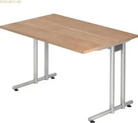 HAMMERBACHER Prokura Schreibtisch nussbaum rechteckig, C-Fu&szlig;-Gestell silber 120,0 x