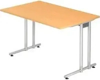 HAMMERBACHER NS12 Schreibtisch buche rechteckig, C-Fu&szlig;-Gestell silber 120,0 x 80,0