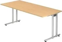HAMMERBACHER NS19 Schreibtisch ahorn rechteckig, C-Fu&szlig;-Gestell silber 180,0 x 80,0
