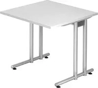 HAMMERBACHER NS08 Schreibtisch wei&szlig; quadratisch, C-Fu&szlig;-Gestell silber 80,0 x 80,0