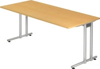 HAMMERBACHER NS19 Schreibtisch buche rechteckig, C-Fu&szlig;-Gestell silber 180,0 x 80,0