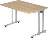 HAMMERBACHER Prokura Schreibtisch eiche rechteckig, C-Fu&szlig;-Gestell silber 120,0 x