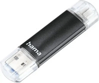Hama 124000, hama USB-Stick Laeta Twin schwarz 64 GB, 1 St.