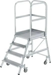 MUNK Podestleiter 50104 fahrbar silber 4 Stufen, H: 196,0 cm