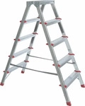 MUNK Stehleiter beidseitig 11165 silber 2x 5 Stufen, H: 108,0 cm