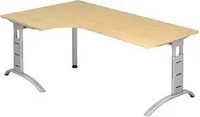 HAMMERBACHER FS82 Schreibtisch ahorn L-Form, C-Fu&szlig;-Gestell silber 200,0 x...