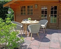Garden Pleasure Sitzgruppe Arvada taupe, braun Kunststoff, Holz, 9-teilig antikwei&szlig;