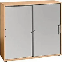 HAMMERBACHER Schiebet&uuml;renschrank, V1753S/6/S/RE buche, silber 2 Fachb&ouml;den 120,0 x