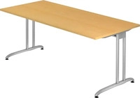 HAMMERBACHER Altus Schreibtisch buche rechteckig, C-Fu&szlig;-Gestell silber 180,0 x 80,0