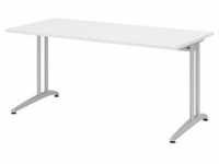HAMMERBACHER BS16 Schreibtisch weiß rechteckig, C-Fuß-Gestell silber 160,0 x...