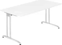 HAMMERBACHER Altus Schreibtisch wei&szlig; rechteckig, C-Fu&szlig;-Gestell silber 160,0 x 80,0