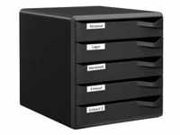LEITZ Schubladenbox Post-Set schwarz 5293-00-95, DIN A4 mit 5 Schubladen