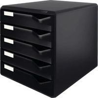 LEITZ Schubladenbox Post-Set schwarz 52930095, DIN A4 mit 5 Schubladen, 1 St.