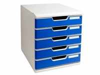 Exacompta Schubladenbox Modulo blau 301003D, DIN A4 mit 5 Schubladen