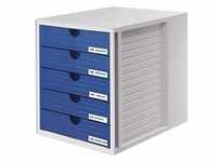 HAN Schubladenbox System-Box blau 1450-14, DIN C4 mit 5 Schubladen