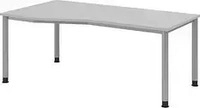 HAMMERBACHER HS18 h&ouml;henverstellbarer Schreibtisch lichtgrau Trapezform,