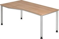 HAMMERBACHER HS18 h&ouml;henverstellbarer Schreibtisch nussbaum Trapezform,