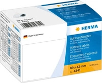 Herma 4341, HERMA Adressetiketten 4341 wei&szlig; 89,0 x 42,0 mm, 250 Etiketten