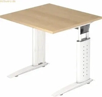 HAMMERBACHER US08 h&ouml;henverstellbarer Schreibtisch eiche quadratisch, C-Fu&szlig;-Gestell