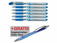 AKTION: Schneider Kugelschreiber Slider Basic blau Schreibfarbe blau, 6 St. + GRATIS