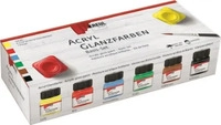 KREUL Glanzfarben Basis Acrylfarben farbsortiert, 6 St. 6 st. farbsortiert