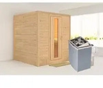 KARIBU Sauna Mojave ohne Zierkranz und Beleuchtung am Dach Ofen 9 kW integr....