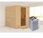KARIBU Sauna Mojave ohne Zierkranz und Beleuchtung am Dach Ofen 9 kW integr....
