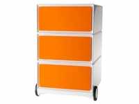 PAPERFLOW easyBox Rollcontainer weiß, orange 3 Auszüge 39,0 x 43,6 x 64,2 cm