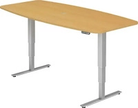 HAMMERBACHER Konferenztisch XDSM22 buche Tonnenform, T-Fu&szlig;-Gestell silber, 220,0 x