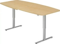 HAMMERBACHER Konferenztisch XMST22 ahorn Tonnenform, T-Fu&szlig;-Gestell silber, 220,0 x