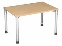 geramöbel Flex höhenverstellbarer Schreibtisch buche, silber rechteckig,