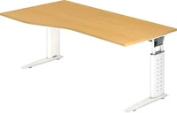 HAMMERBACHER US18 h&ouml;henverstellbarer Schreibtisch buche Trapezform, C-Fu&szlig;-Gestell