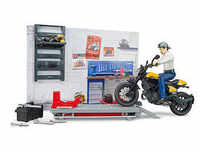 bruder bworld 62102 Motorradwerkstatt Scrambler Ducati Full Throttle Spielfiguren-Set