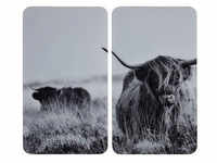 WENKO Herdabdeckplatten Highland Cattle schwarz 2 St.