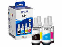 EPSON T6646 schwarz, cyan, magenta, gelb Tintenflaschen, 4er-Set C13T664640
