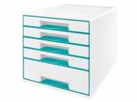 LEITZ Schubladenbox WOW Cube perlweiß/eisblau 5214-20-51, DIN A4 mit 5...