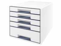 LEITZ Schubladenbox WOW Cube perlweiß/grau 52142001, DIN A4 mit 5 Schubladen
